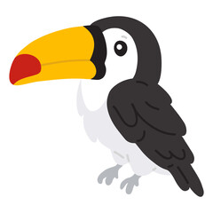 Obraz premium Vector illustration cute doodle toucan for digital stamp,greeting card,sticker,icon, design