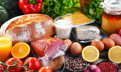 Assorted organic food products on the table