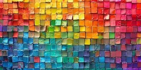 Colorful 3D Mosaic of Painted Cubes