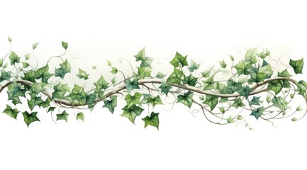 a watercolor of a vine with green leaves