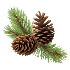 Pine branches with pine cones, green needles