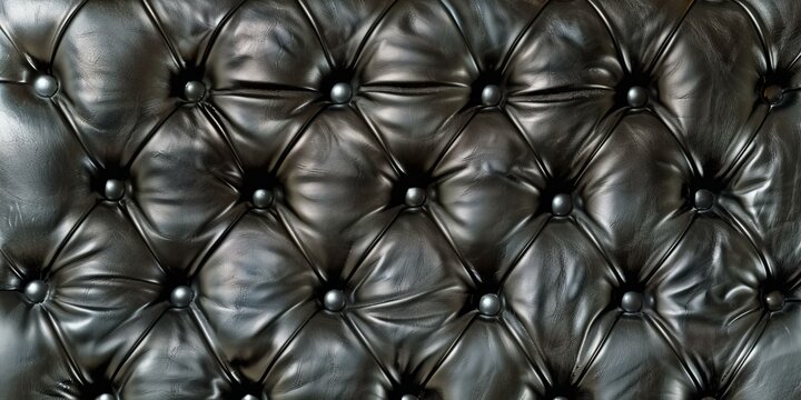 Black leather tufted chesterfield sofa texture background
