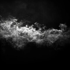 b'White smoke flowing on a black background'