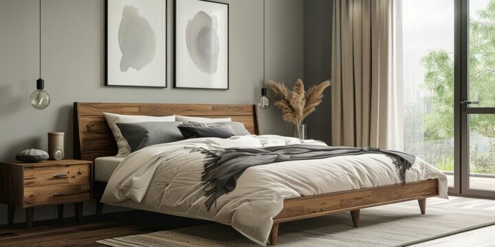 b'Modern Minimalist Wood Bedroom Interior Design'