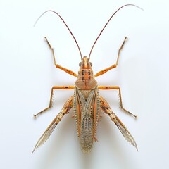 Fototapeta premium b'A brown marmorated stink bug on a white background'
