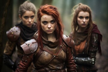 a group of women in armor