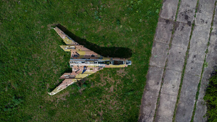 old abandoned airbase top view