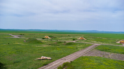 old abandoned airbase top view