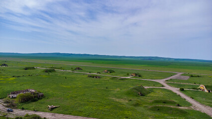 old abandoned airbase top view