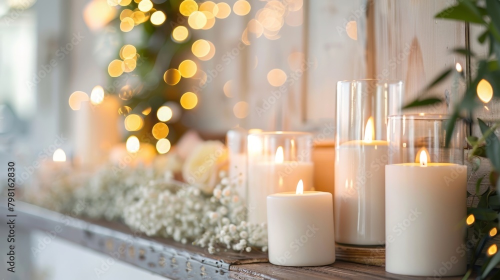Aufkleber a stunning display of a sp mantle with minimalistic taper candles adding a touch of warmth and ambia