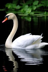 Obraz premium a white swan swimming in water