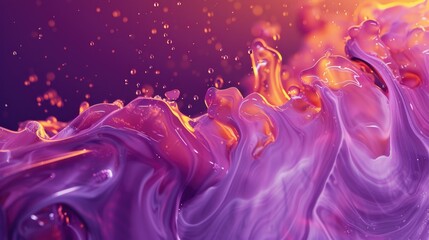 Floating purple-orange paint. Abstract background or screensaver. AI generative. - obrazy, fototapety, plakaty