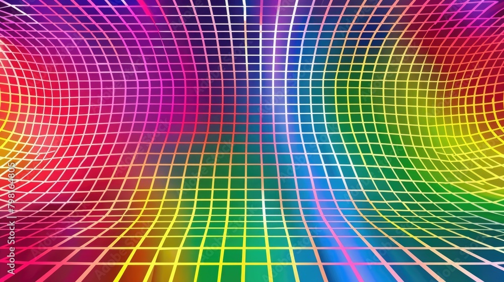 Poster abstract background in the form of a rainbow grid. ai generative.