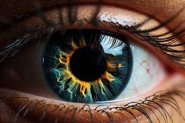 intense closeup of human eye with intricate details showcasing unique iris patterns