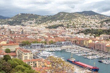 Harbour Town, City with Skyscrapers, Touristic Downtown with Yachts, Ocean view fro the city 