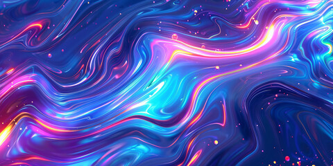 Blue and pink holographic abstract wave, background or pattern, creative design template