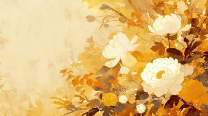 Fotobehang Design featuring a rich autumn floral backdrop color © AkuAku