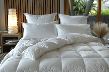 Comfortable white duvet and pillows