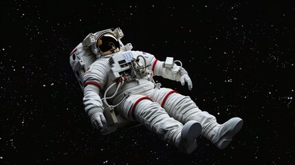 Astronaut in space suit floating in zero gravity