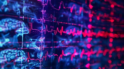 Obraz premium Brainwave patterns on EEG monitor
