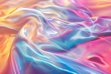 Blue, yellow and pink holographic abstract wave, background or pattern, creative design template