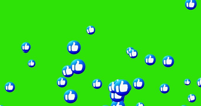 Social Media Symbols Animation. Emoji Participles. Like emoji 4k animation green screen
