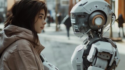 Humanoid robot interacting with humans