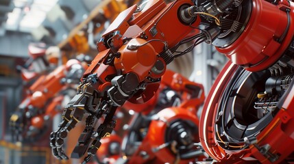 Industrial robots assembling automotive parts