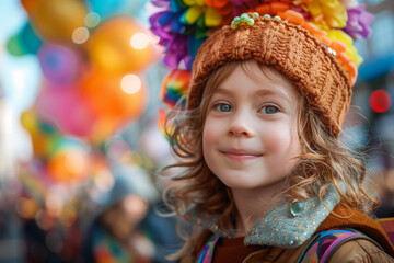 Fototapeta premium Happy Child Kid Celebrating Diversity at Pride Parade