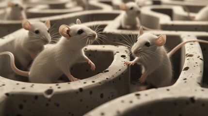Laboratory rats in a maze solving experiment