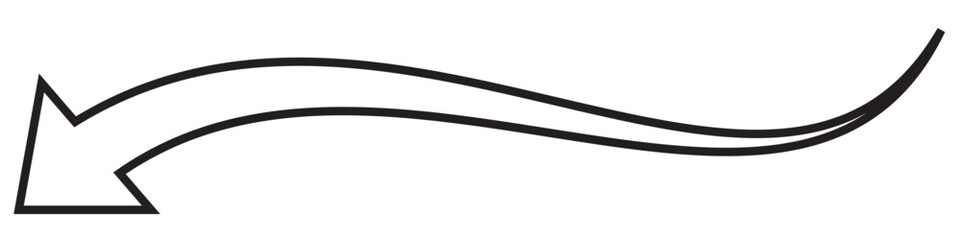 Long arrow line, icon vector, silhouette. Long Arrow vector. Arrow pointing. Vector set of trendy long arrows left and right in flat style. Black arrow vector illustration.