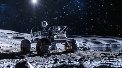 Lunar rover exploring the surface of the Moon