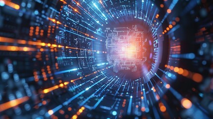 Obraz premium Quantum computing concept with qubits