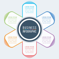 Infographic business design 6 Steps, objects, elements or options circle infographic template for business information
