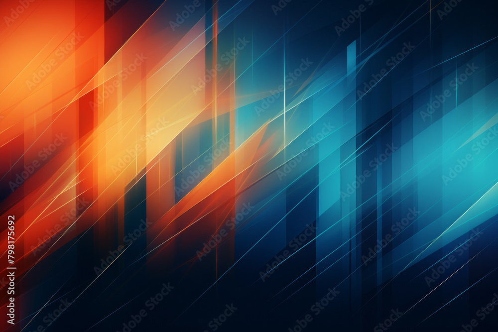Poster teal and orange abstract lines background or pattern, creative design template