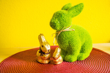 Chocolate Bunnies for Easter. Various candy and chocolate Easter eggs,