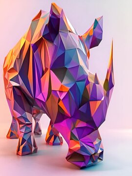 cinema 4d style, Rhino , bold use of color, white background