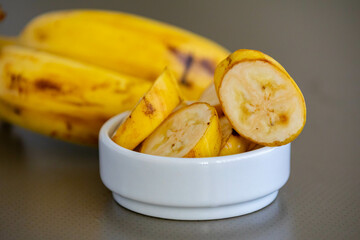 Ripe banana isolated in fine detail and selective focus.