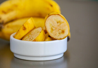 Ripe banana isolated in fine detail and selective focus.
