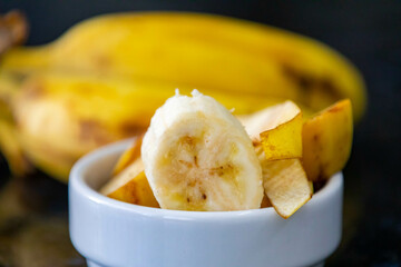 Ripe banana isolated in fine detail and selective focus.
