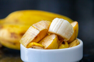 Ripe banana isolated in fine detail and selective focus.