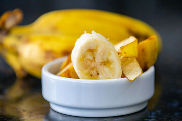 Ripe banana isolated in fine detail and selective focus.