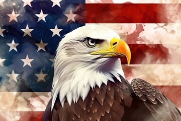 An eagle and USA flag national poster bird american flag independence.
