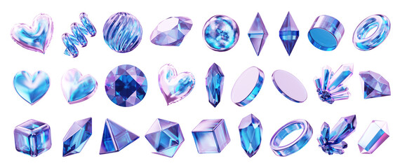 Crystal collection element for design pack isolated background 3d rendering 