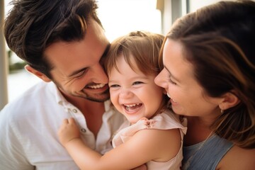 Family laughing portrait adult.