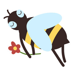 Flying bee with flower