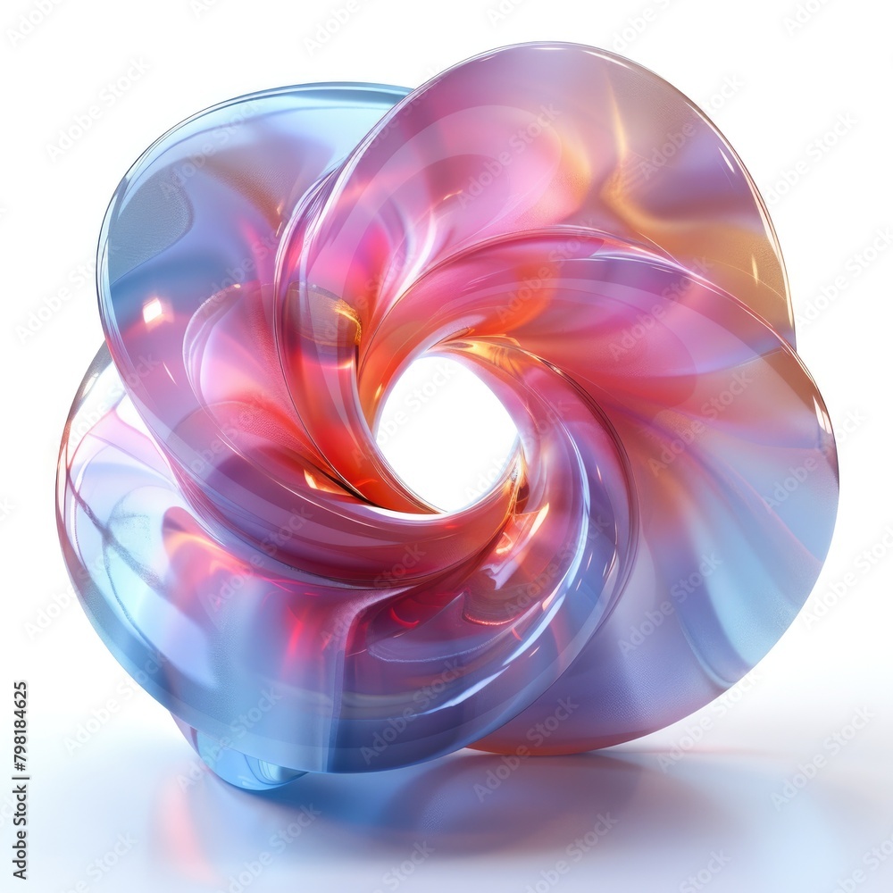 Poster an infinity loop with a holographic surface that bends light into a spectrum of vibrant colors