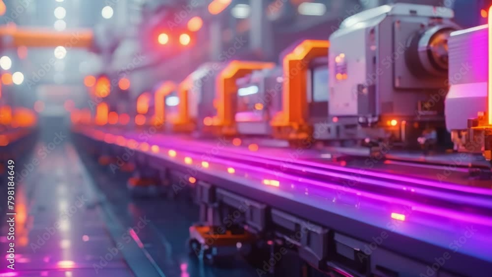 Poster content workers in smart factory overseeing automated production lines. concept smart factory, autom