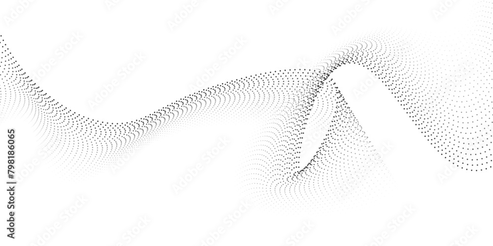 Leinwandbilder Flowing dots particles wave pattern halftone gradient curve shape isolated on transparent background. Vector in concept of technology, science, music, modern flowing geometric backdrop.