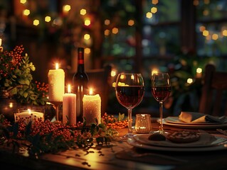 candlelit dinner setting, intimate and warm , high resolution